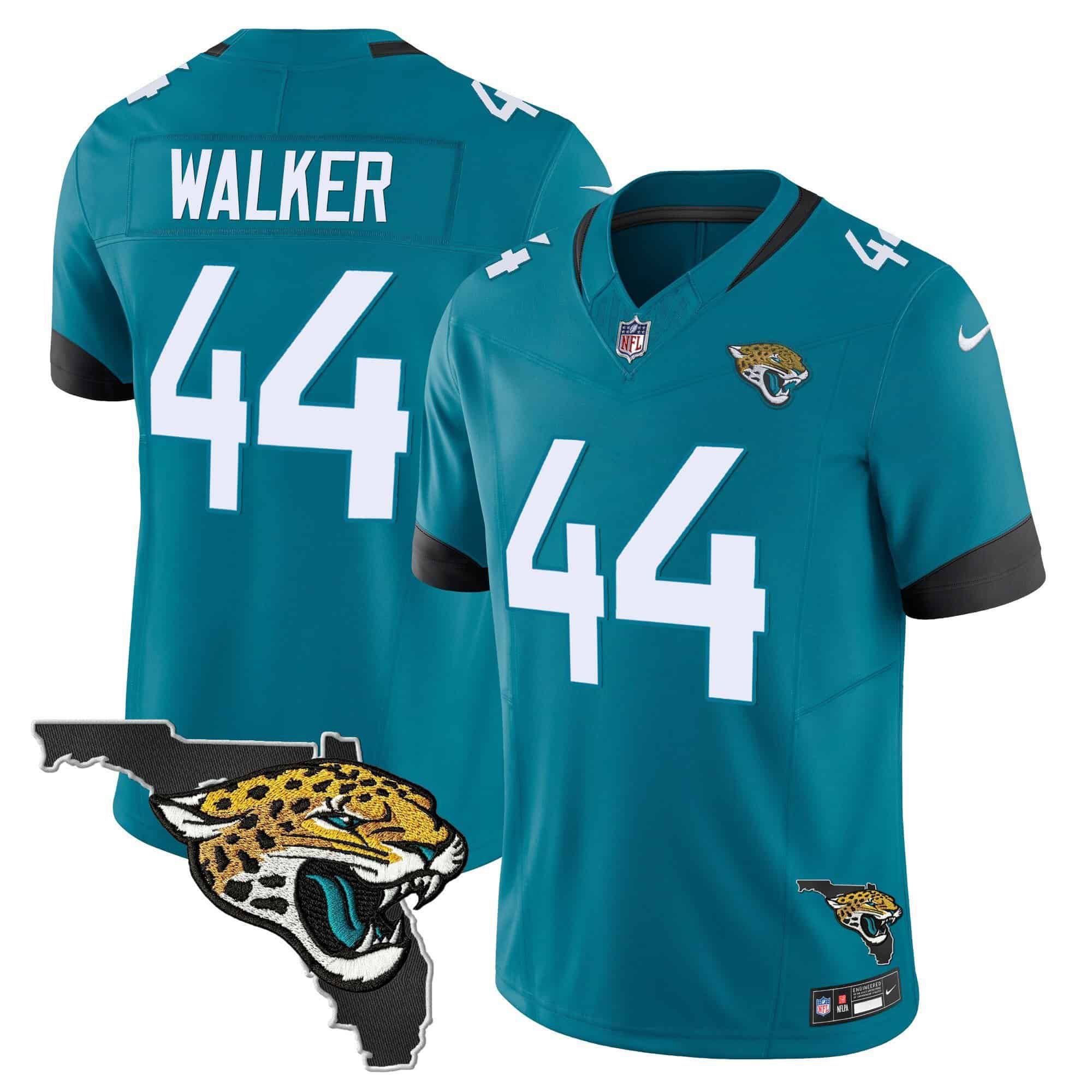 Men Jacksonville Jaguars 44 Walker Green 2024 Nike Florida Patch Vapor NFL Jersey style 1